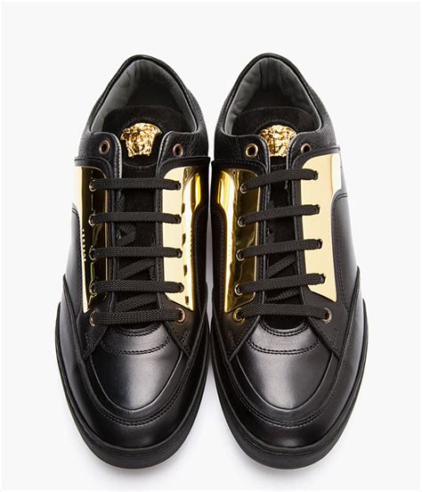 versace shoes black and gold